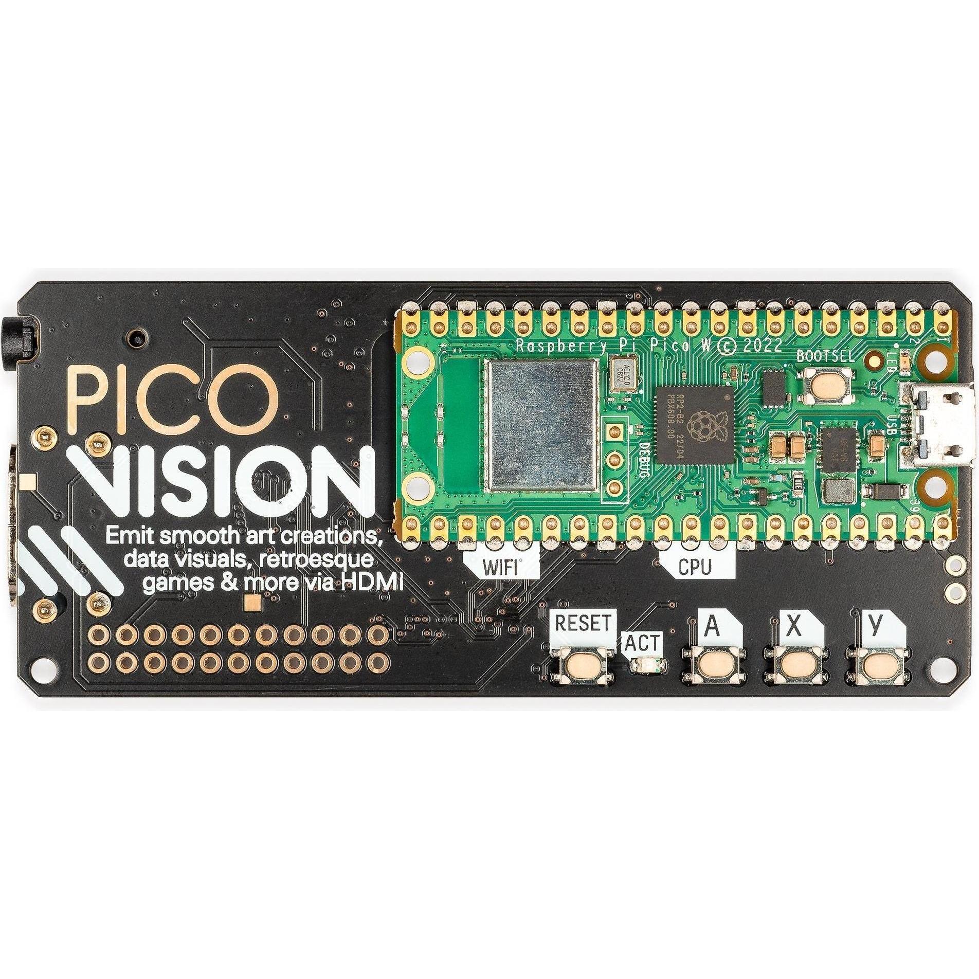 Pimoroni PicoVision, Dual Arm Cortex M0+ 264kB SRAM, 2x8MB PSRAM, Qwiic/STEMMA QT, Scheda + Kit di sviluppo