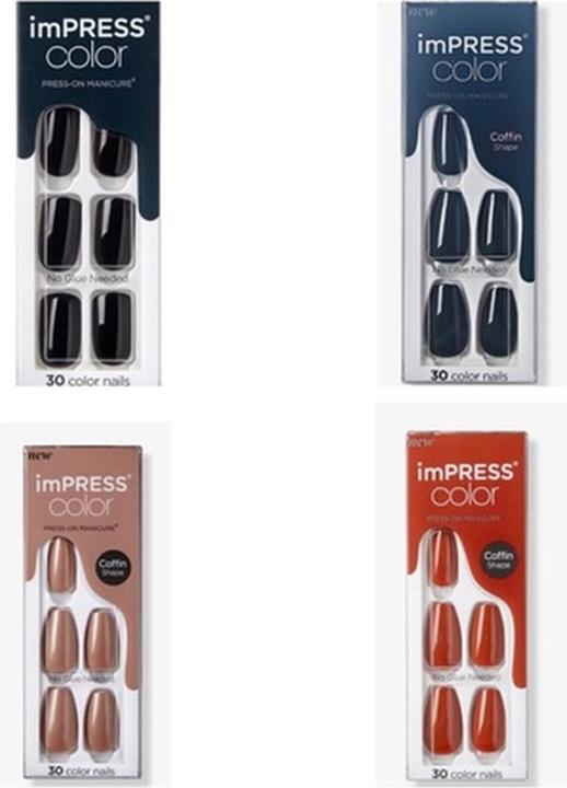 Image du produit KISS Ongles auto-adhésifs imPRESS Color MC Latte 30 pcs (L) (Ongles artificiels, 506 Latte)