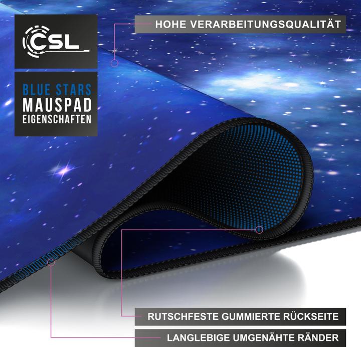 Actual product image CSL Gaming Mouse Pad, XXL Mouse Mat 900 x 400mm, Precision & Speed, Blue Stars (XXL)