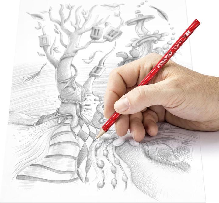 Actual product image Staedtler minerva 130 60 pencil blister card with 6 pencils, hardness HB (HB, 6 x)