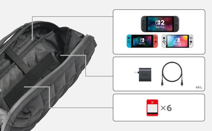Productafbeelding HORI NSW2 Tasche gesteppt schwarz offiziell lizenziert (Switch, Switch 2, Switch OLED)