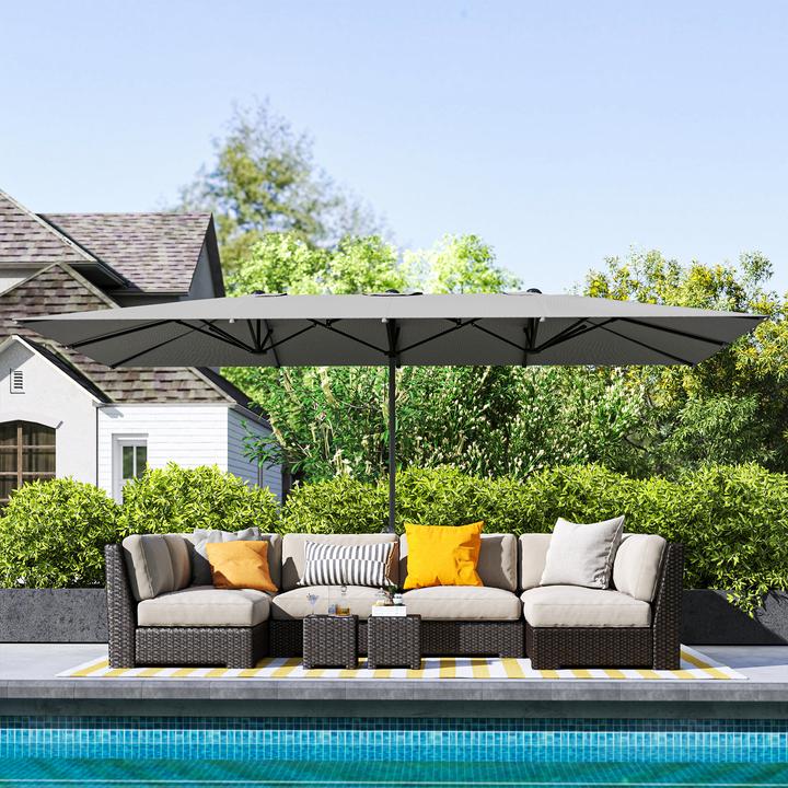 Image du produit Outsunny Doppelsonnenschirm Aluminium, Polyester Dunkelgrau (2.64 m)