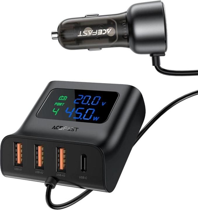 Image du produit Acefast Chargeur de voiture USB-A USB-C B11 138 W avec 6 ports - Noir