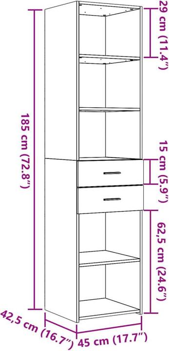 Image du produit vidaXL Highboard (45 x 42.50 x 185 cm)