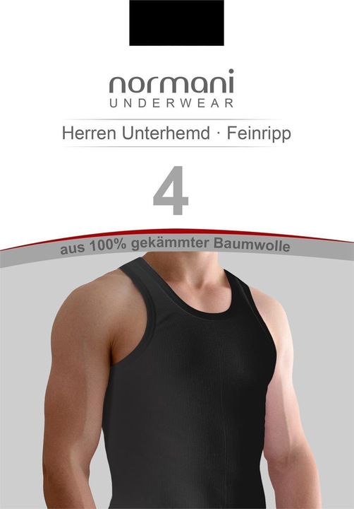 Immagine prodotto Normani Maglia intima 4 pezzi da uomo a costine sottili nera (4XL)