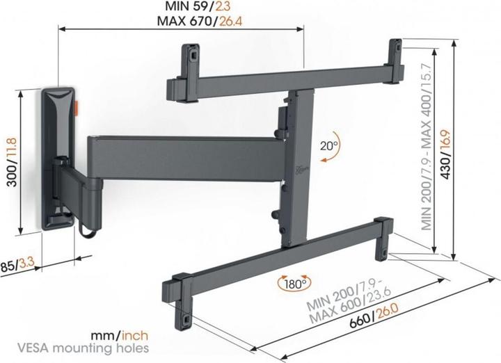 Immagine prodotto Vogels TVM 3665 (Muro, 77", 35 kg)