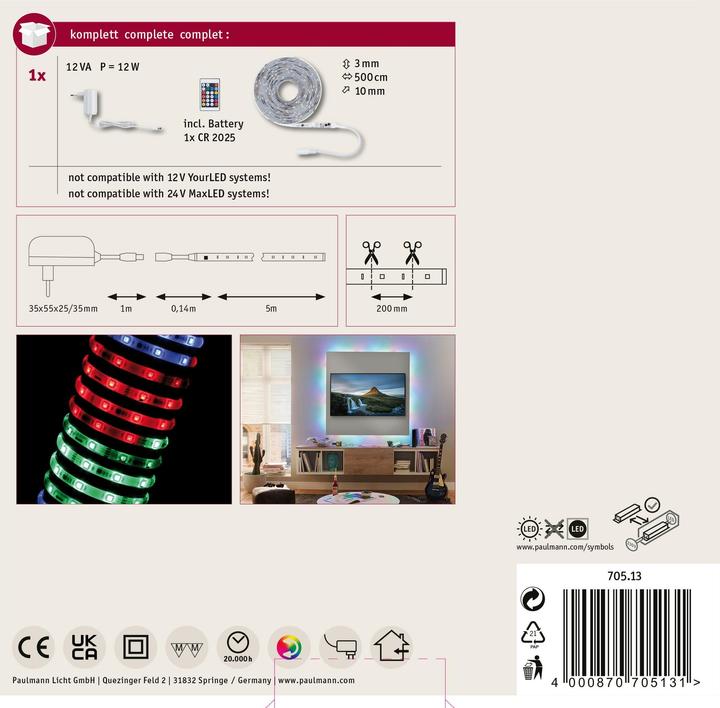 Image du produit Paulmann Mouvement SimpLED (Multicolore, 504 cm, Intérieur)