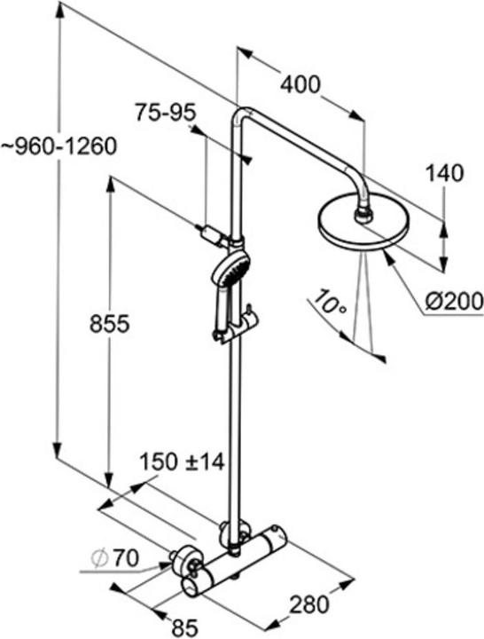 Actual product image Kludi Thermostatic dual shower system LOGO DN 15 chr