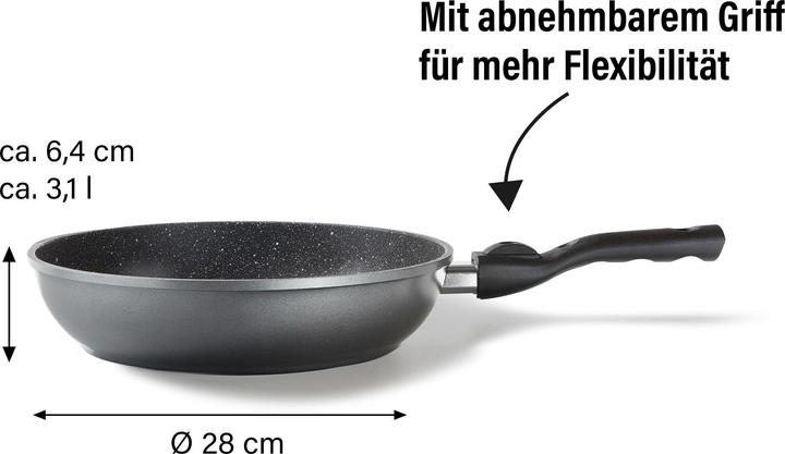Produktbild Stoneline FLEX Made in Germany Schmorpfanne 28 cm, mit abnehmbarem Griff (28 cm, Bräter + Schmortopf, Aluminium)
