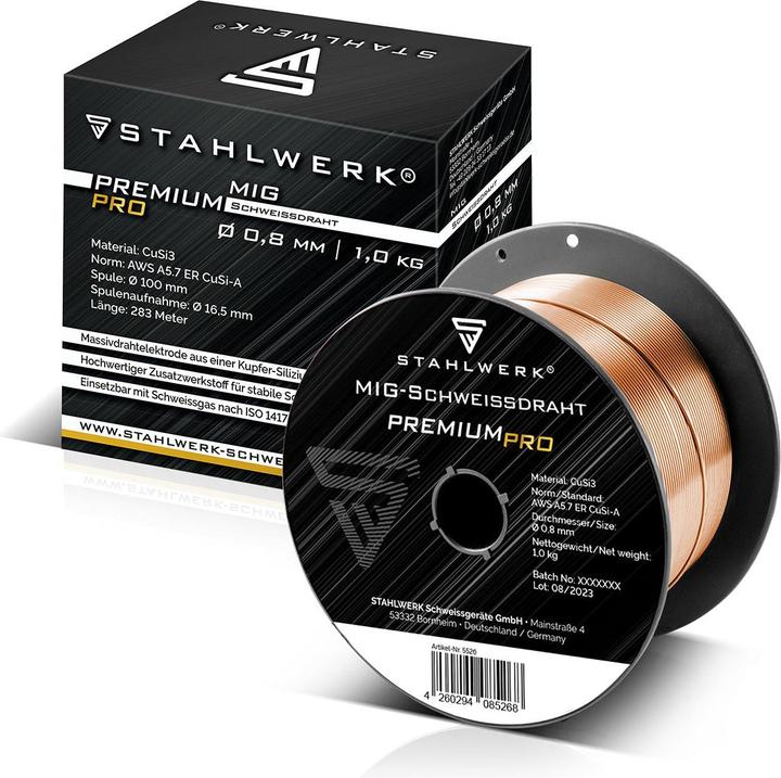 Produktbild Stahlwerk Schweissdraht MIG MAG CuSi3 0,8 mm 1 kg Drahtrolle