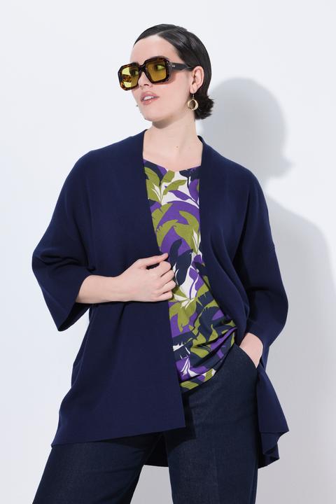 Produktbild Ulla Popken Strickjacke, oversized, offene Form, Schalkragen, Halbarm (60)