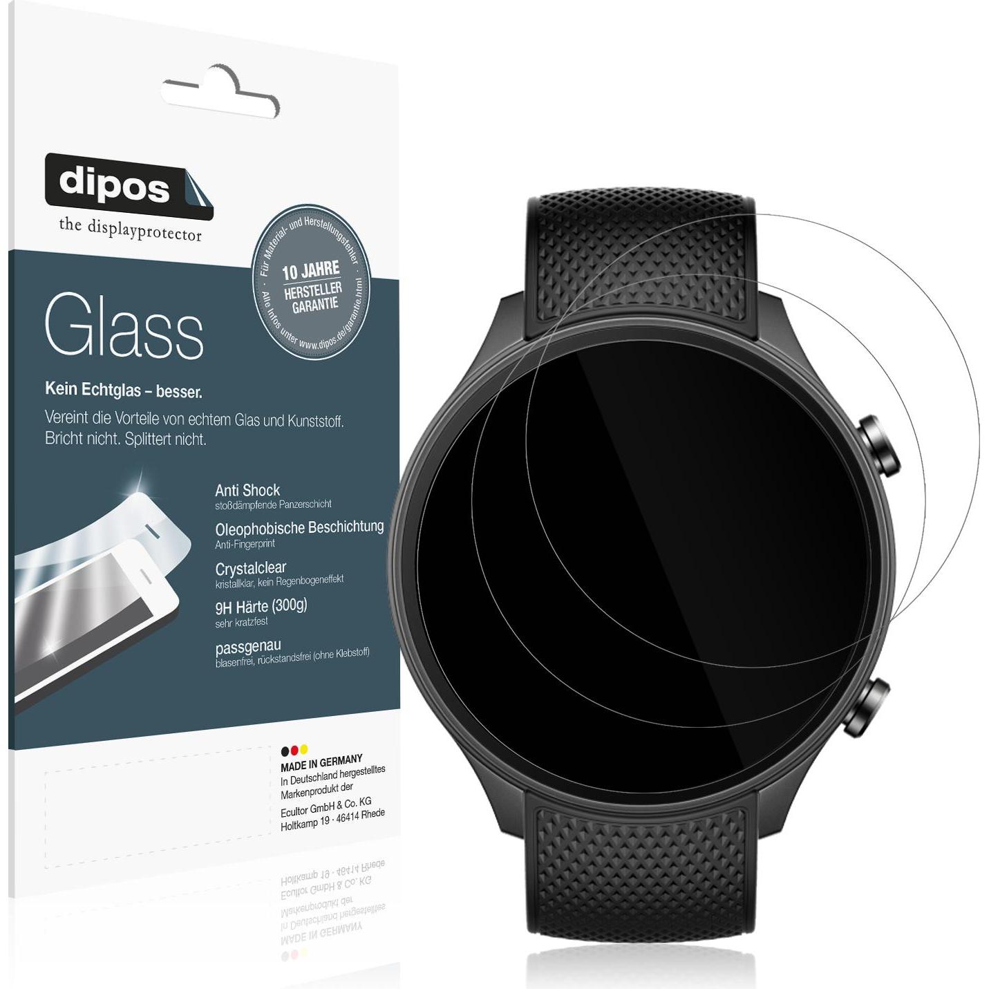 Dipos Anti-Shock Displayschutz 9H, Smartwatch Schutzfolie, Transparent