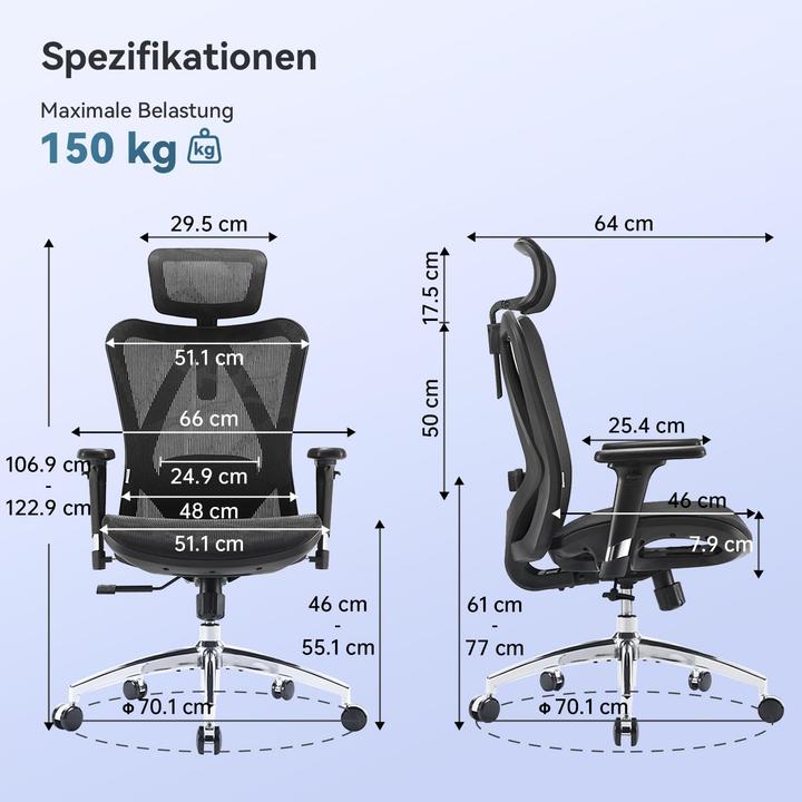 Actual product image Sihoo Ergonomischer Bürostuhl M57 mit 3D-Armlehnen und Lendenstütze
