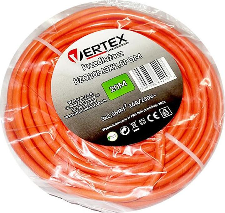 Produktbild Vertex PZO20M Einziehbares Verlängerungskabel 20 m 3x2 5 mm Orange (20 m)