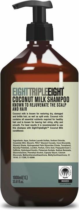 Image du produit Eight Triple Eight Shampooing à la noix de coco 1000ml (1000 ml, Shampoing liquide)