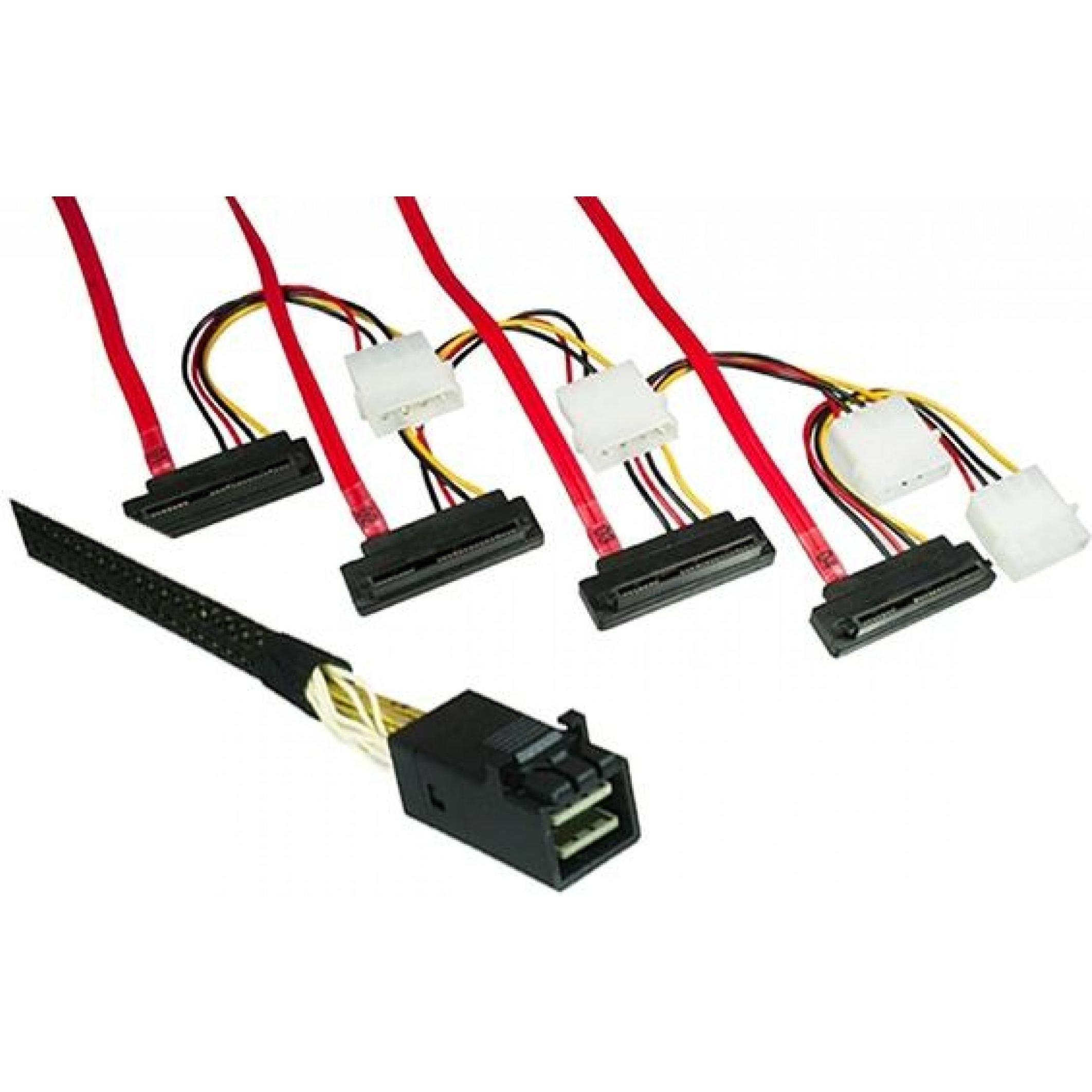 Dinic Kabel SAS SFF-8643 auf SFF-8482 gewinkelt 0,75m (CAT7, 0.75 m), Netzwerkkabel
