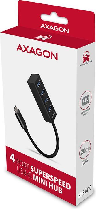 Image du produit Axagon HUE-M1C Mini hub USB-C super rapide, 4x USB 3.0 (USB-C, 4 Ports)