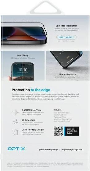 Immagine prodotto Uniq Optix Vivid iPhone 16 Plus 6.7" clear szkło hartowane z aplikatorem (1 Pezzo/i, Apple iPhone 16 Plus, Apple iPhone 15 Plus)
