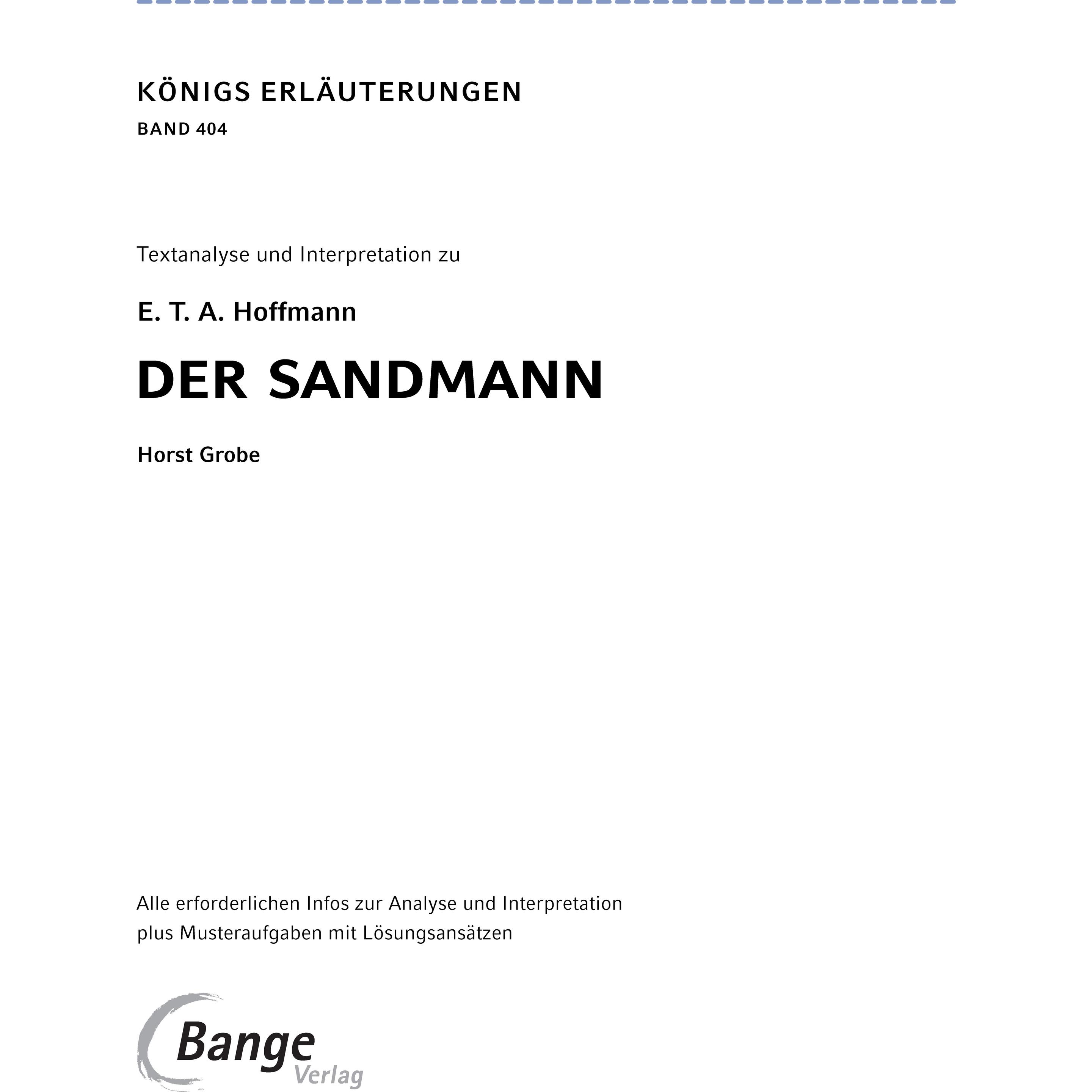 Thumbnail - Der Sandmann von E.T.A. Hoffmann - Textanalyse und Interpretation, Schulbücher von E.T.A. Hoffmann, Horst Grobe