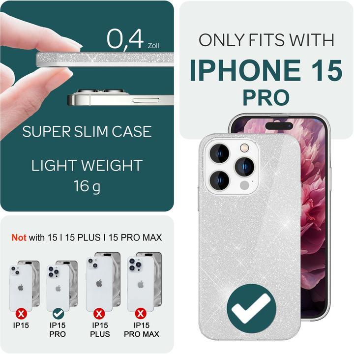 Actual product image Nalia Glitter cover (Apple iPhone 15 Pro)