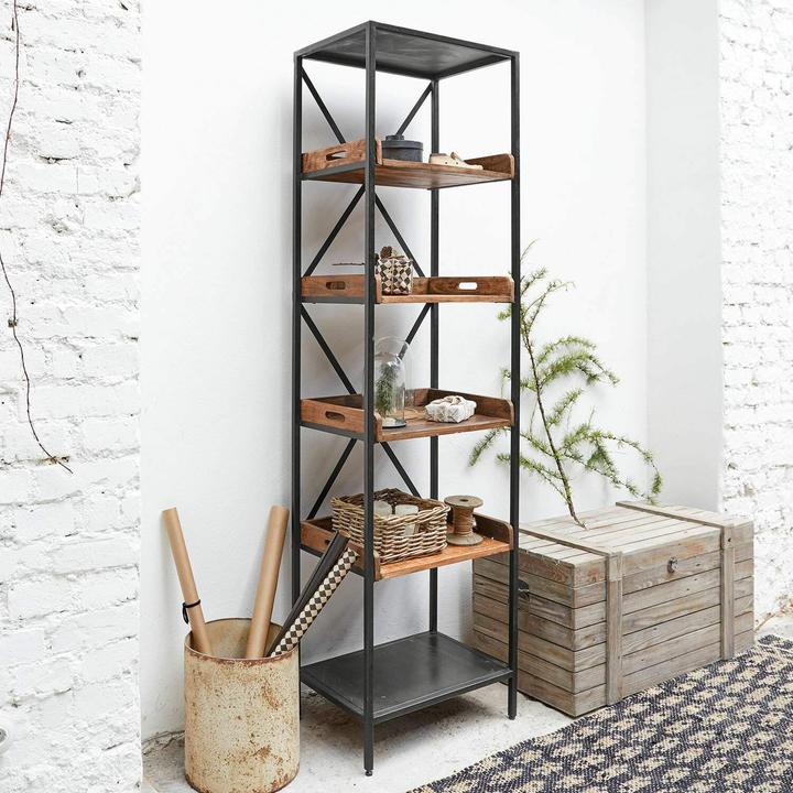 Image du produit Loberon Étagère Lancaster brun antique/noir (200 x 55 x 40 cm)