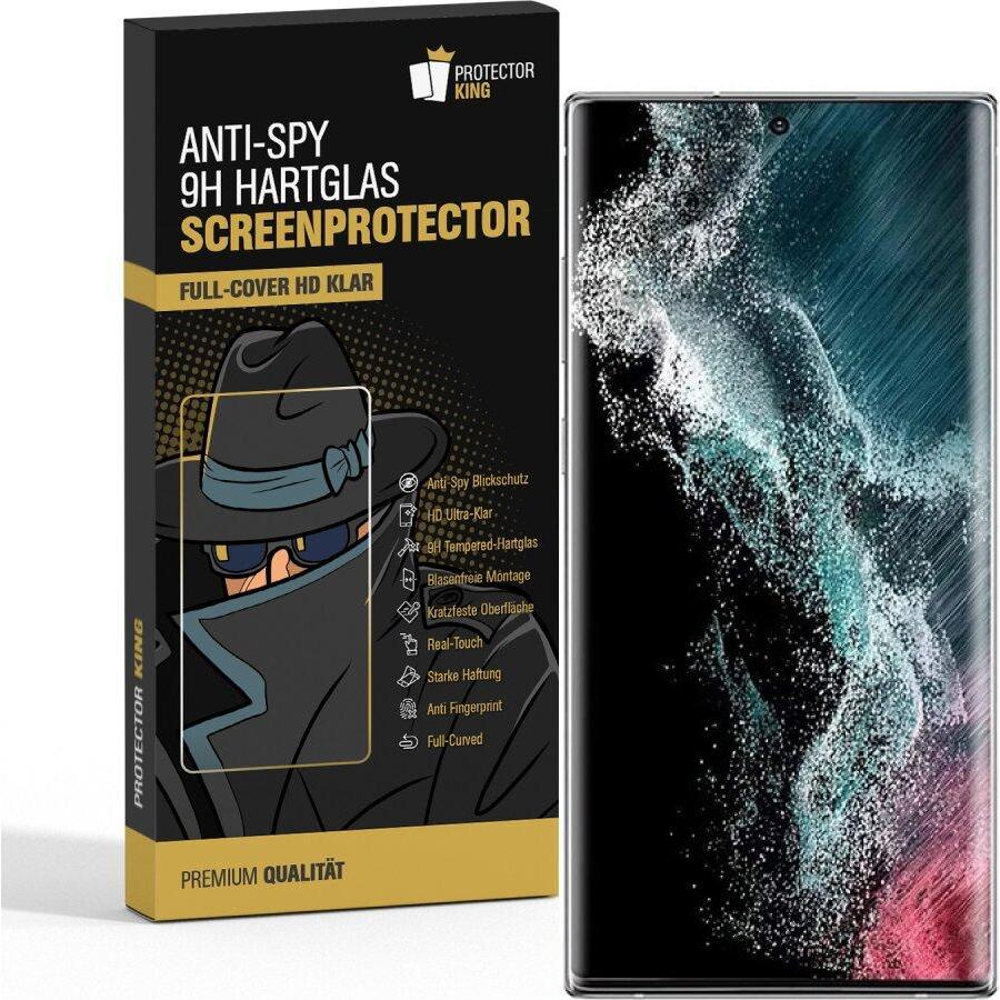 Protectorking 2x Echtes Tempered 9H Panzerhartglas Blickschutz (5 Stück, Samsung Galaxy S22 Ultra), Smartphone Schutzfol...