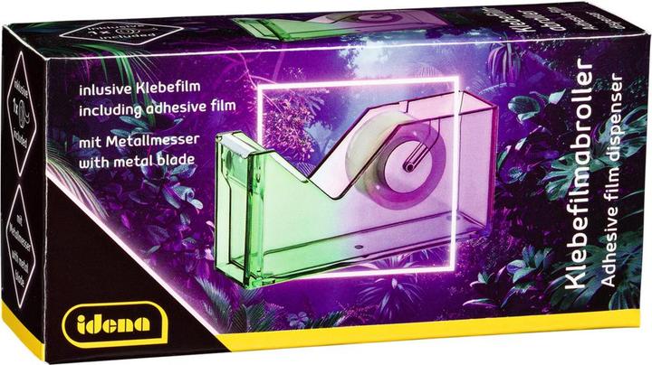 Productafbeelding Idena Klebefilmabroller Bicolor Acryl inklusive 1 Klebefilm 18mmx25m pink/grün 126x36x62mm