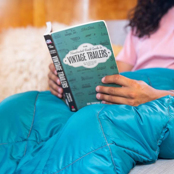 Actual product image Rumpl Travel Blanket Nanoloft Puffy Harbor Blue