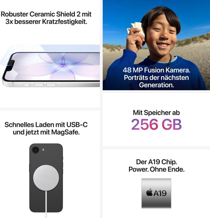 Actual product image Apple iPhone 17e (256 GB, White, 6.10", SIM + eSIM, 5G)