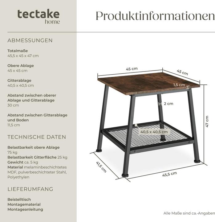 Image du produit tectake Table d’appoint Bedford