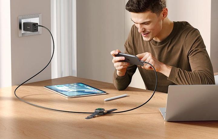 Image du produit Mcdodo 2 en 1 Set USB-C vers USB-C Câble de charge & chargeur sans fil pour Apple Watch (1.50 m, USB 3.2 Gen 1, 60 W)