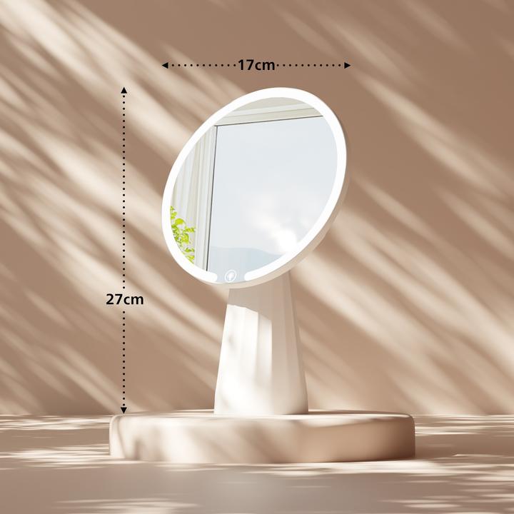 Produktbild CLP Schminkspiegel Carrey LED 3 Lichtfarben dimmbar wiederaufladbar mit Kabel (17 x 27 x 17 cm)