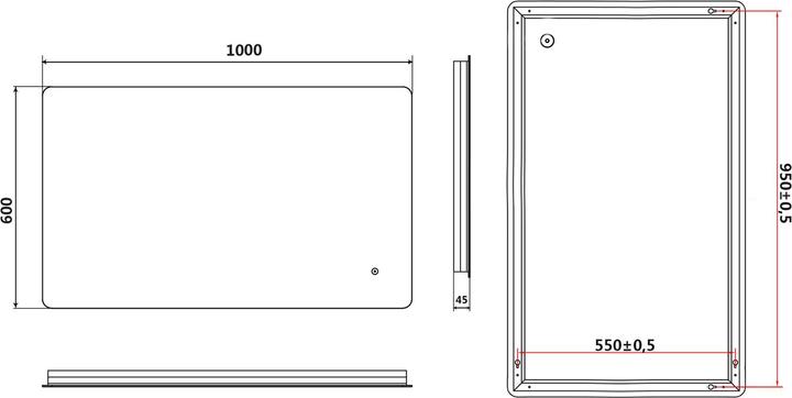 Image du produit SONNI Badezimmerspiegel, 100 x 60 cm, mit LED-Beleuchtung, Anti-Kondensation, Lichtspiegel, Wandspie (100 x 60 x 100 cm)