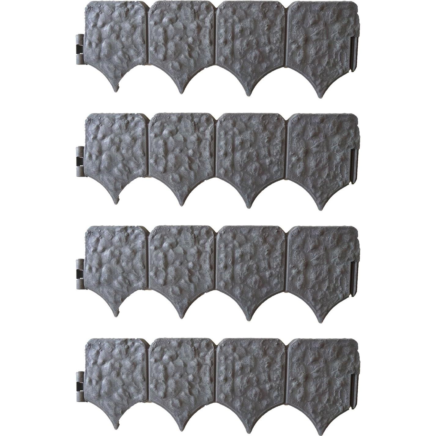 HTI-Living, Rasenkante, Beetumrandung Nessa Stone 4-teilig Grau (164 cm)
