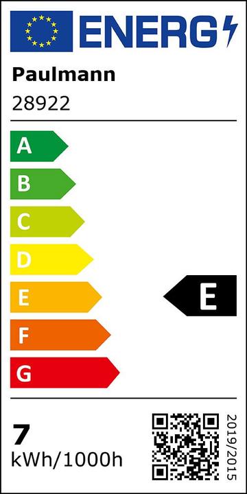 Energie-Label Paulmann Allgebrauchslampe (E27, 7 W, 806 lm, 1 x, E)