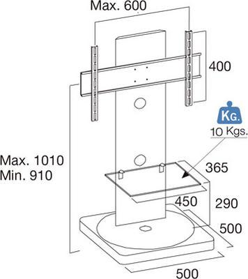 Produktbild Gisan TV Standfuss, höhenverstellbar und drehbar, weiss (60", 35 kg)