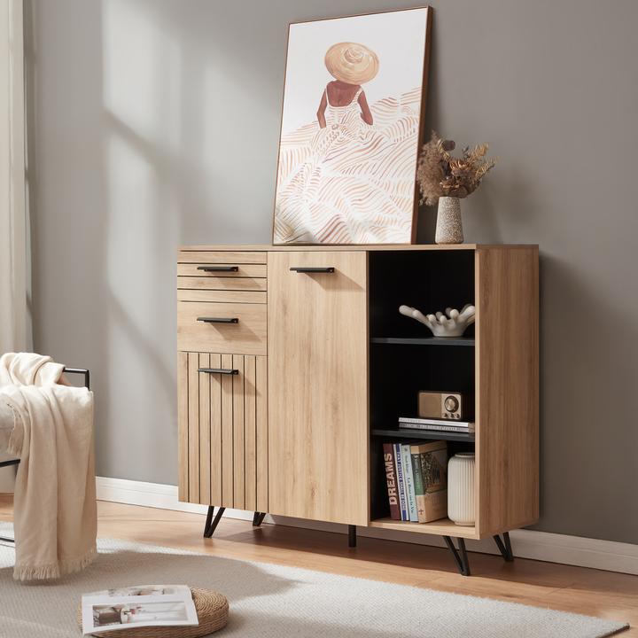 Image du produit En.Casa Sideboard Noppen 100x120x38 cm Eicheoptik (120 x 38 x 100 cm)