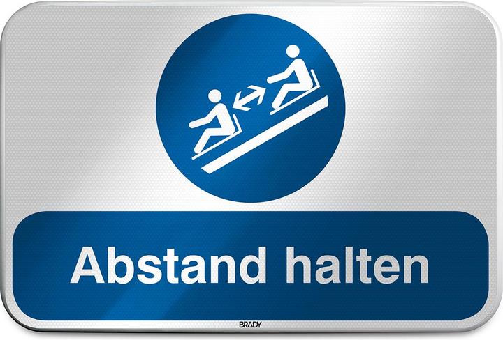 Produktbild Brady M/M052/DE383/RLFBD-600X400-1, ISO Sicherheitsschild - Abstand halten, Aluminium laminiert mi