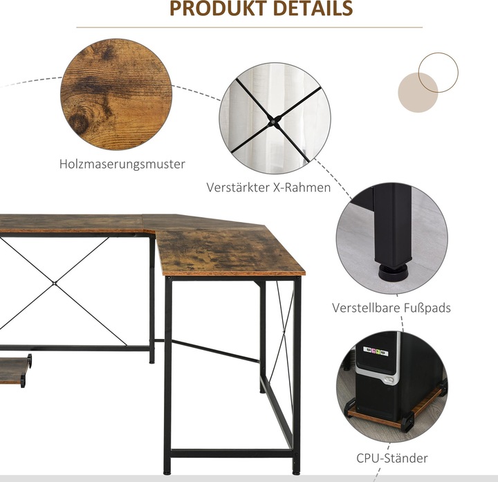 Produktbild Homcom Eckschreibtisch (150 x 150 x 75 cm)