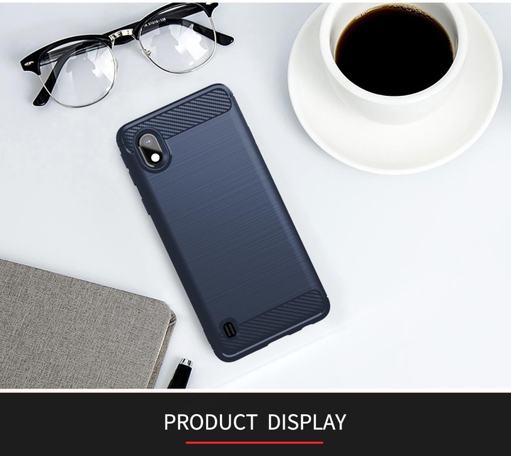 Actual product image Cadorabo TPU Ultra Slim carbon stainless steel Combi Cover (Samsung Galaxy A10, HTC One M10)