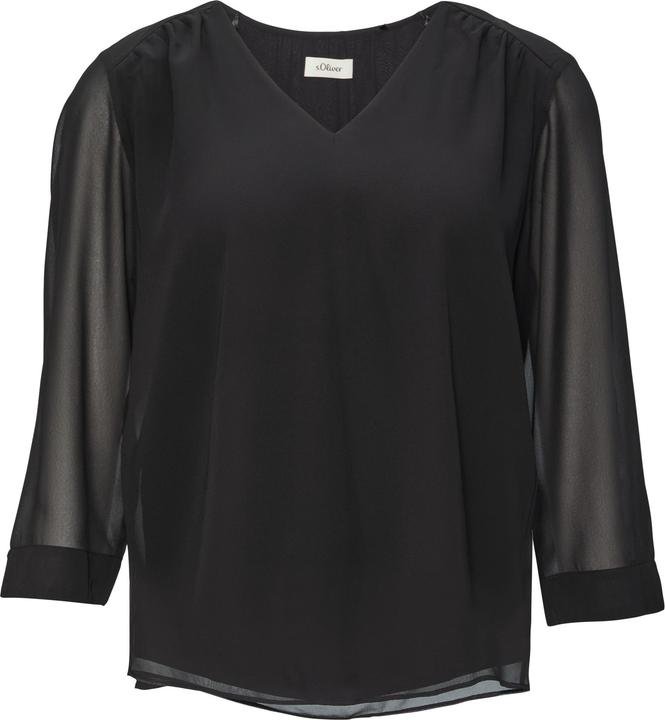 Produktbild S.Oliver Bluse Chiffonbluse mit Raffung an der Schulter und transparenten Ärmeln (34)