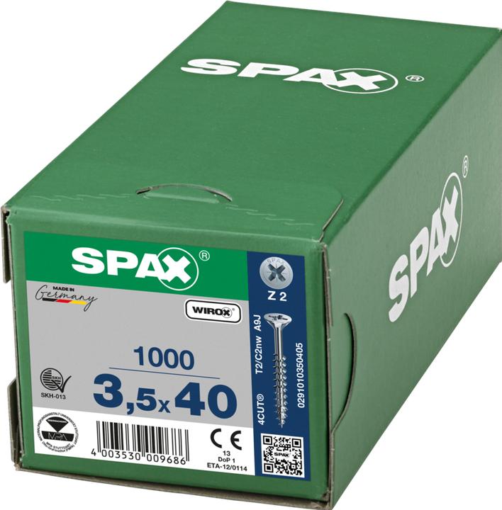 Actual product image Spax Countersunk Multi Head Cross Recess Z2 Partial Thread Wirox (1000 Screws per piece)