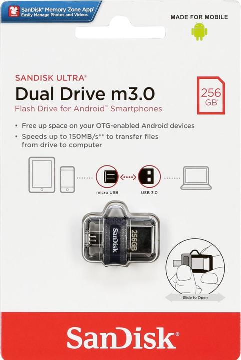 Produktbild SanDisk Ultra Dual Drive M3.0 (256 GB, USB-A, Micro USB)