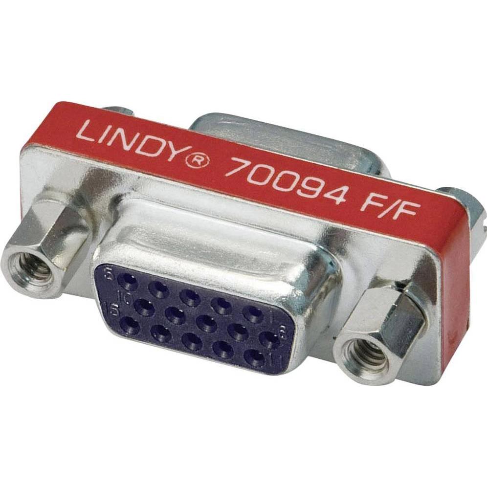 Lindy Mini adattatore 15 pin (VGA), Adattatore dati + video, Argento, Rosso