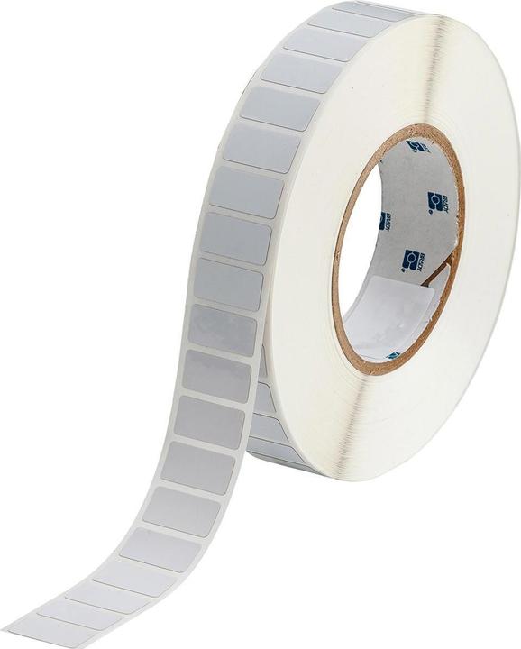 Actual product image Brady THT-59-362-10, tamper-evident vinyl, glossy, silver, 25.40 x 12.7 mm, permanent (1 PU