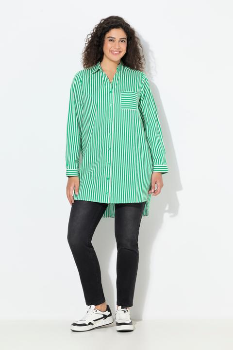 Immagine prodotto Ulla Popken Camicia dal taglio svasato con righe, collo da camicia e maniche lunghe (54)