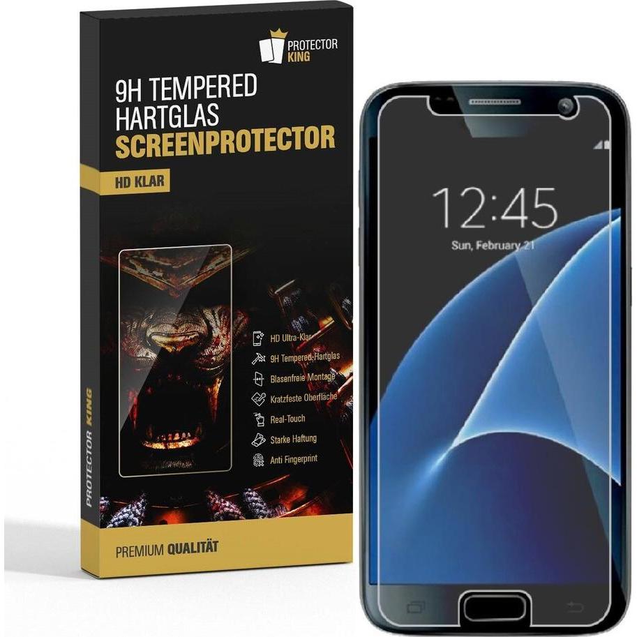 Protectorking 3x echtes Tempered 9H Panzerhartglas 3D KLAR (3 Stück, Samsung Galaxy S7), Smartphone Schutzfolie