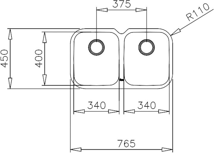 Actual product image Teka BE 2C 765 (Top-mounted sink, 45 cm, 76.50 cm)