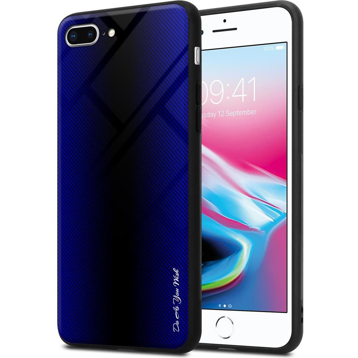 Thumbnail - Cadorabo TPU Gestreiftes Glas Cover (Apple iPhone 8 Plus), Smartphone Hülle, Violett