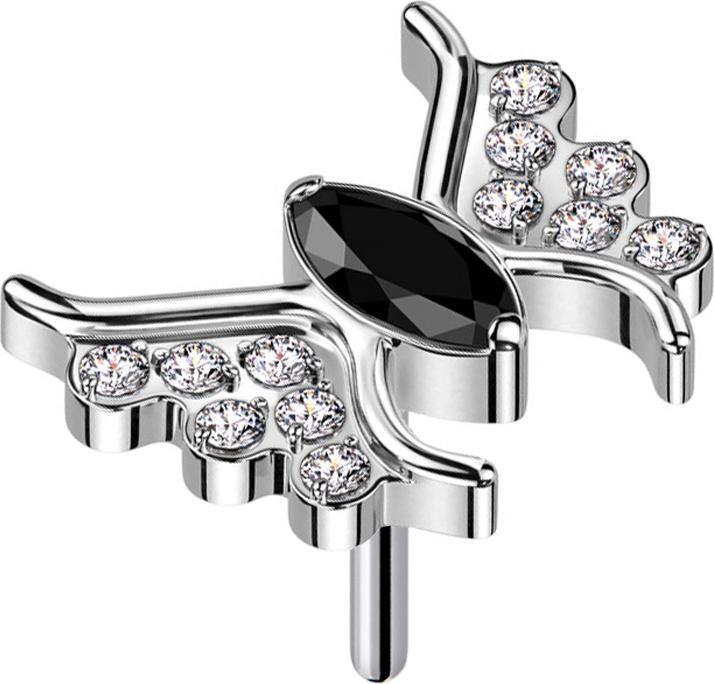 Immagine prodotto Star Piercing Farfalla Threadless argento cristallo nero (senza ottone, Titanio)